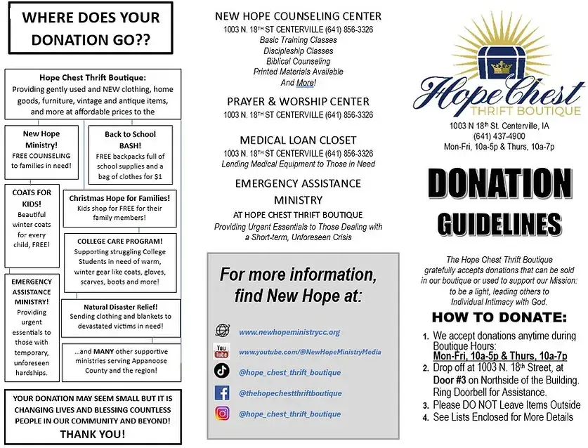 Hope Chest Thrift Store in Centerville, IA